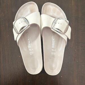 Birkenstock white Sandals with Silver Buckle